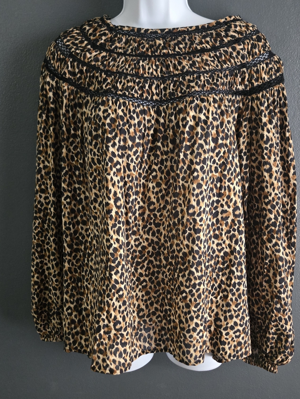 Old Navy Leopard Print Indie Sleaze Casual Chic Mob Wife Blouse XL